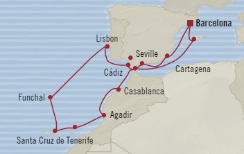 Cruises Around The World Oceania Sirena September 20 October 4 2025 Barcelona, Spain to Barcelona, Spain