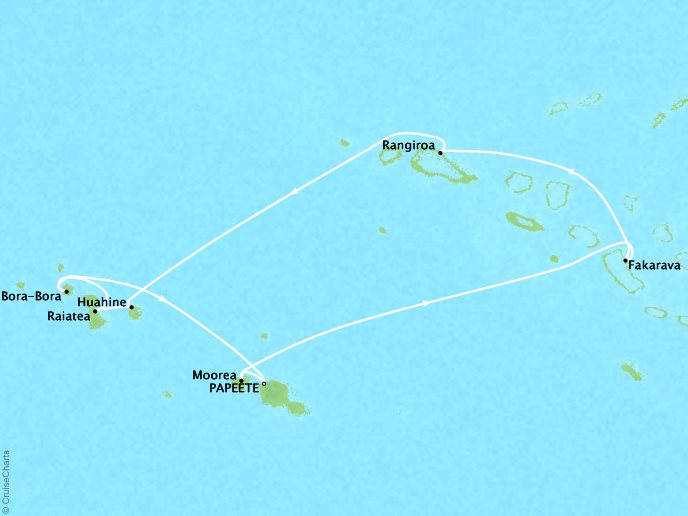 Cruises Oceania Sirena Map Detail Papeete, French Polynesia to Papeete, French Polynesia January 25 February 4 2017 - 10 Days