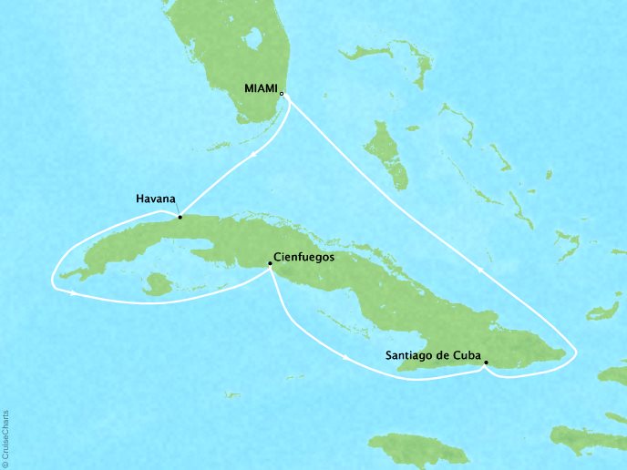 Cruises Oceania Sirena Map Detail Miami, FL, United States to Miami, FL, United States December 27 2018 January 3 2019 - 7 Days