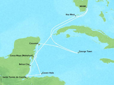 Cruises Oceania Sirena Map Detail Miami, FL, United States to Miami, FL, United States June 3-13 2018 - 10 Days