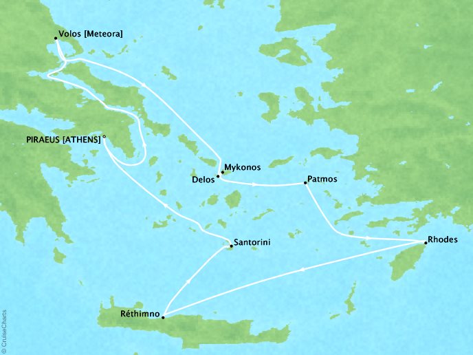 Cruises Ponant Yatch Cruises Expeditions Le Lyrial Map Detail Piraeus, Greece to Piraeus, Greece September 19-26 2021 - 7 Days
