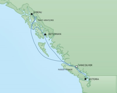 Cruises RSSC Regent Seven Seas Mariner Map Detail Vancouver, Canada to Vancouver, Canada June 7-14 2017 - 7 Days