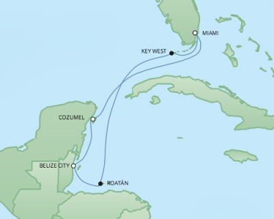 Cruises RSSC Regent Seven Mariner Map Detail Miami, FL, United States to Miami, FL, United States November 10-17 2017 - 10 Days