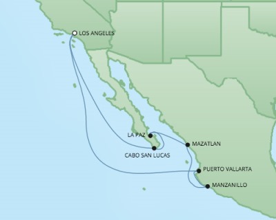Cruises RSSC Regent Seven Navigator Map Detail Los Angeles, CA, United States to Los Angeles, CA, United States December 29 2017 January 8 2018 - 10 Days
