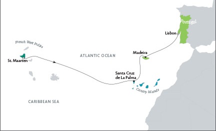 Cruises Tere Moana March 26 April 9 2016 Philipsburg, Sint Maarten to Lisbon, Portugal