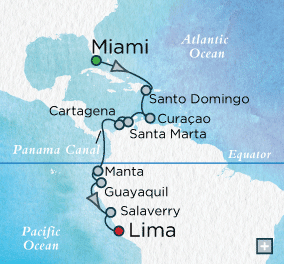 LUXURY CRUISES - Penthouse, Veranda, Balconies, Windows and Suites Crystal Cruises Serenity 2027 Panama Panorama Map