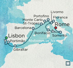 LUXURY CRUISES - Penthouse, Veranda, Balconies, Windows and Suites Crystal Cruises Serenity 2027 Passion de Grand Prix Map