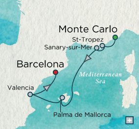 LUXURY CRUISES - Penthouse, Veranda, Balconies, Windows and Suites Crystal Cruises Serenity 2027 Sybaritic Sojourn Map