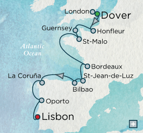 LUXURY CRUISES - Penthouse, Veranda, Balconies, Windows and Suites Crystal Cruises Serenity 2027 Vistas &amp; Vineyards Map