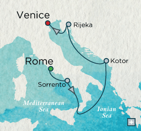 LUXURY CRUISES - Penthouse, Veranda, Balconies, Windows and Suites Crystal Cruises Serenity 2027 Ionian Inspiration Map
