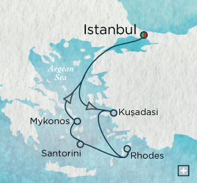LUXURY CRUISES - Penthouse, Veranda, Balconies, Windows and Suites Crystal Cruises Serenity 2027 Vistas of the Aegean Sea Map