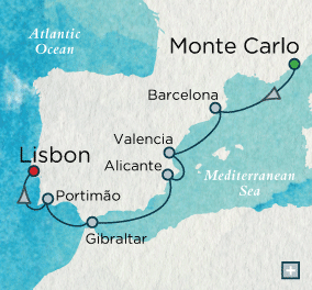 LUXURY CRUISES - Penthouse, Veranda, Balconies, Windows and Suites Crystal Cruises Serenity 2027 Iberian Images Map