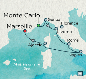 LUXURY CRUISES - Penthouse, Veranda, Balconies, Windows and Suites Crystal Cruises Serenity 2027 Renaissance Rendezvous Map