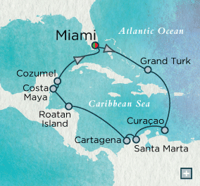 LUXURY CRUISES - Penthouse, Veranda, Balconies, Windows and Suites Crystal Cruises Serenity 2027 Haute Caribbean Holidays Map