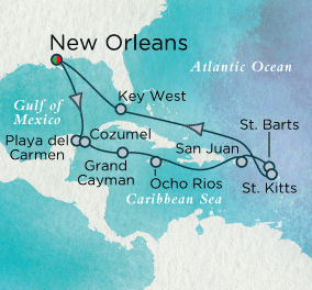 Flavors of the Caribbean Map Crystal Cruises Serenity 2016 World Cruise