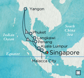 Cruises Around The World Crystal World Cruises symphony 2024 Mystical Malaysia &amp; Myanmar Map