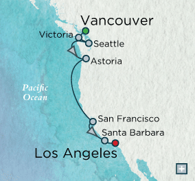 crystal cruises symphony 2015 Pacific Coast Collection Map