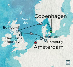 LUXURY CRUISES - Penthouse, Veranda, Balconies, Windows and Suites Crystal Cruises symphony 2021 Noble North Sea Map