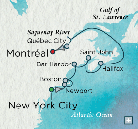 crystal cruises symphony 2015 Lobsters &amp; Lighthouses Map