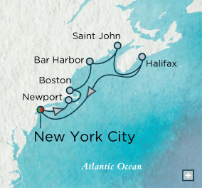 Cruises Around The World Crystal World Cruises symphony 2024 New England Discovery Map