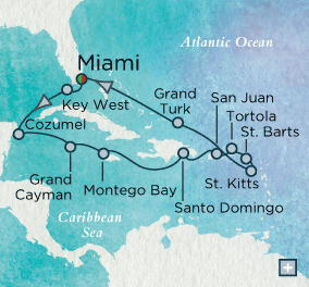 Cruises Around The World Crystal World Cruises symphony 2024 Caribbean Cornucopia Map