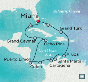 Cruises Around The World Crystal World Cruises symphony 2024 Gems of the Caribbean Map