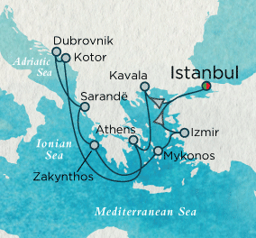 Beyond the Aegean Map Crystal Cruises Symphony 2016