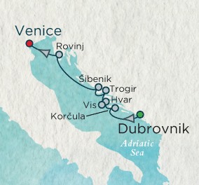 Cruises Around The World Crystal Endeavor October 15-22 2026 Dubrovnik, Croatia to Venice, Italy