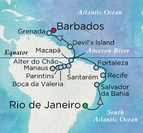 Cruises Around The World Crystal World Cruises Serenity 2026 march 14 april 5 Rio de Janeiro, Brazil to Barbados