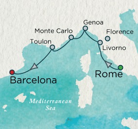 Cruises Around The World Crystal World Cruises Serenity 2026 September 17-24 Rome (Civitavecchia), Italy to Barcelona, Spain