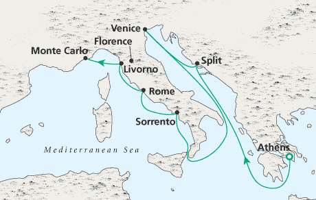 Cruises Around The World Athens to Monte Carlo