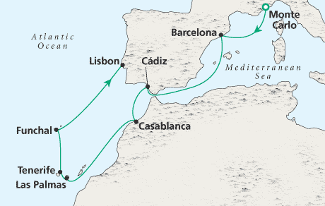 Cruises Around The World Monte Carlo to Lisbon