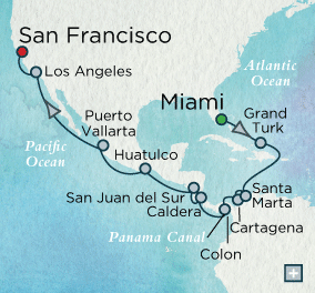 Crystal Serenity World Cruises 2016 Panama Canal Wayfarer Map