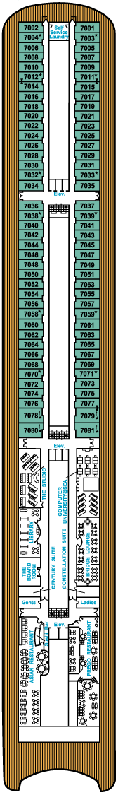 Charters, Groups, Penthouse, Balcony, Windows, Owner Suite, Veranda - Cruises Crystal Serenity Deck Plans: Deck 7, Promenade Deck