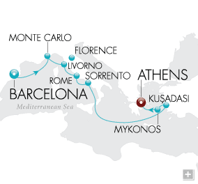 Cruises Around The World Gaudi & The Gods Map