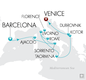 LUXURY CRUISES - Penthouse, Veranda, Balconies, Windows and Suites Antiquity & the Arts Map