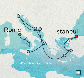 Cruises Around The World Rome to Istanbul Explorer Combination Map Rome (Civitavecchia), Italy to Istanbul, Turkey - 14 Days