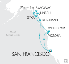 Cruises Around The World Golden Gate to Glaciers Map