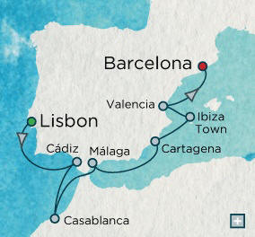 Cruises Around The World Lisbon, Portugal to Barcelona, Spain - 7 Days Cruises Around The World Crystal World Cruises Serenity 2026