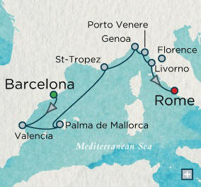 Barcelona, Spain to Rome (Civitavecchia), Italy - 9 Days Crystal Cruises Serenity 2014