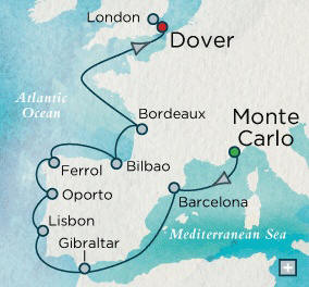 Cruises Around The World Monte Carlo, Monaco to London (Dover), England - 12 Days Cruises Around The World Crystal World Cruises Serenity 2026