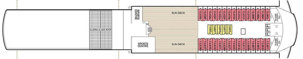 Deck 13 - Image - Deck Key Image Cunard Queen Mary 2 Deck Plan