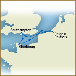 LUXURY CRUISES - Penthouse, Veranda, Balconies, Windows and Suites Map Southampton to Southampton