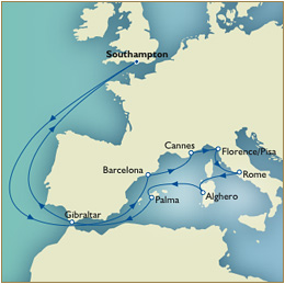 Luxury Cruise SINGLE/SOLO Southampton to Southampton Mediterranean Explorer