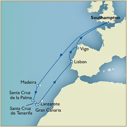 Map - Southampton Cunard Queen Victoria