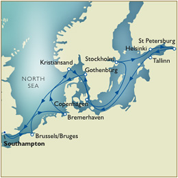 Luxury Cruise SINGLE/SOLO Map - May 27 2020 June 10 2020 Southampton to Southampton