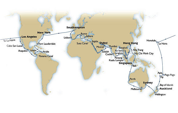 INFORMATIONS/DEALS - Itinerary Map Cunard Queen Elizabeth World Cruises