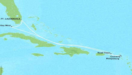 Cruises Crystal Serenity Map Detail Miami, FL to Miami, FL November 27 December 6 2017 - 9 Days