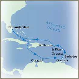 LUXURY CRUISES - Penthouse, Veranda, Balconies, Windows and Suites Map - Fort Lauderdale to Fort Lauderdale