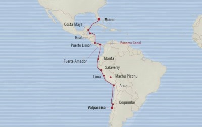 Oceania Marina January 5-22 2017 Cruises Valparaso, Chile to Miami, FL, United States